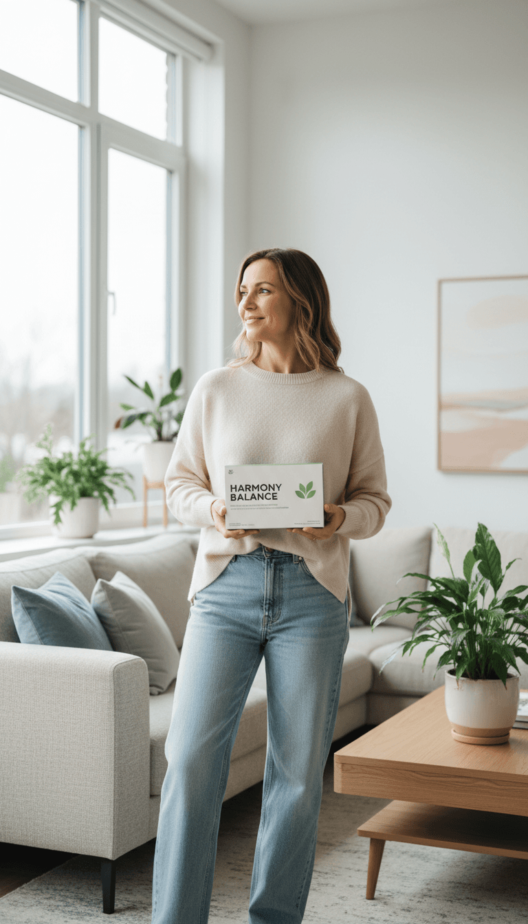 Woman over 50 holding a map and notebook with a confident smile at home