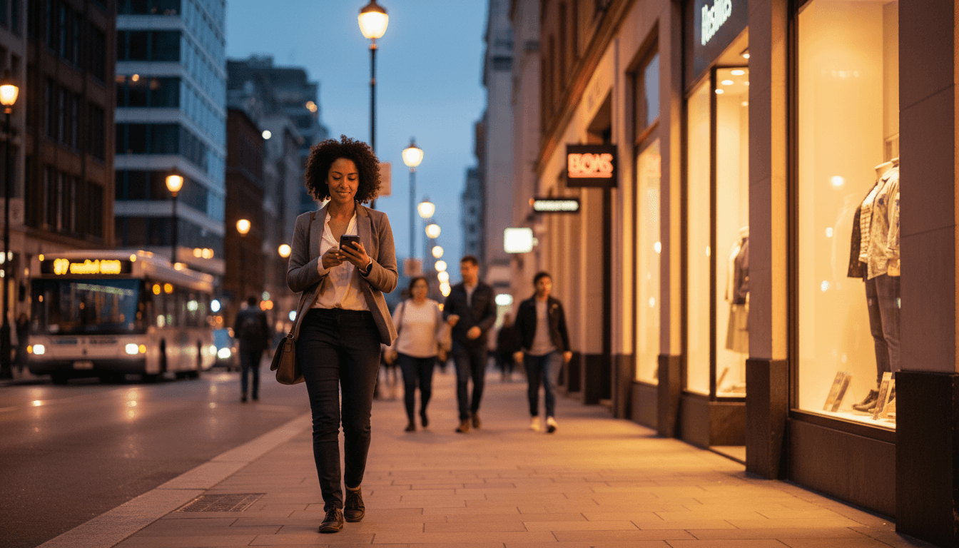 Woman exploring a market alone on a cobblestone street